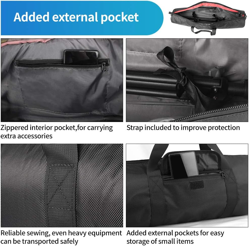 Tripod Carrying Case Bag 31.5X7X7In/80X18X18Cm Heavy Duty with Storage Bag and Shoulder Strap Padded Carrying Bag for Light Stands, Boom Stand, Tripod,Mic Stand and Tent Pole