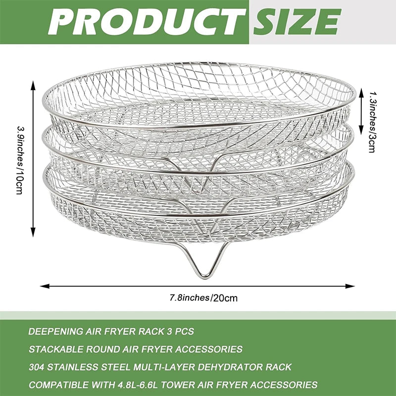 3-layers Air Fryer Rack Stackable Grilling for Air fryer