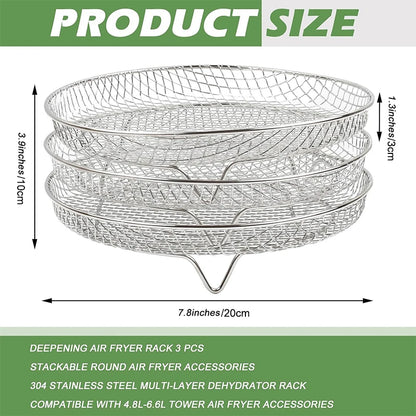 3-layers Air Fryer Rack Stackable Grilling for Air fryer