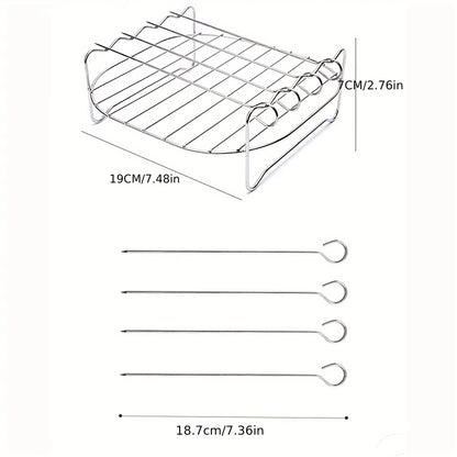 1 set Stainless Steel Air Fryer Rack With 4 Roast Meat Picks