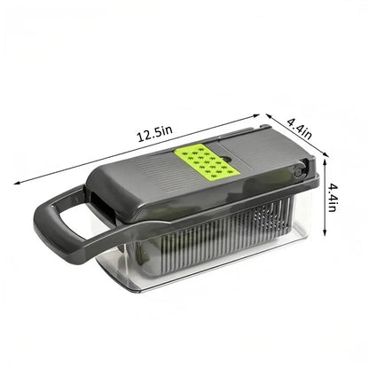 Multifunctional Vegetable Chopper with 8 Interchangeable Blades.