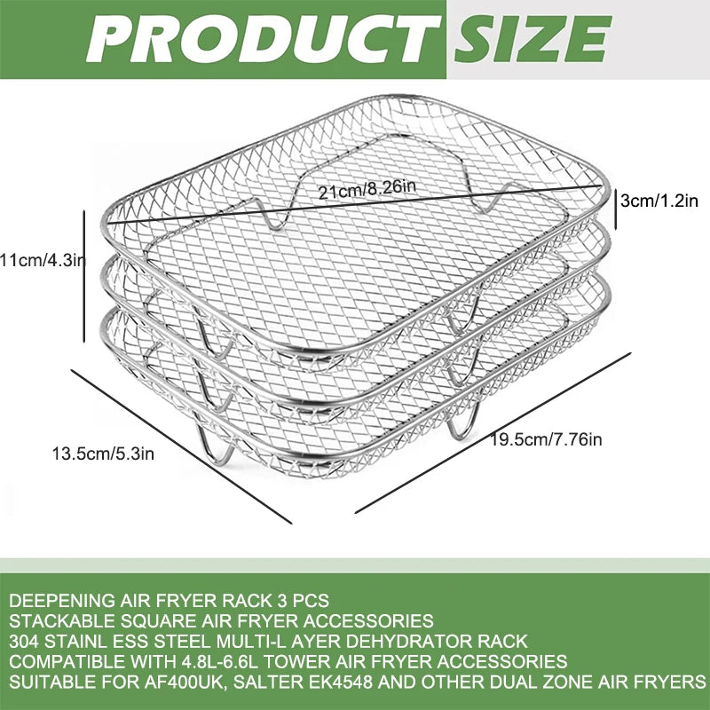 3-layers Air Fryer Rack Stackable Grilling for Air fryer