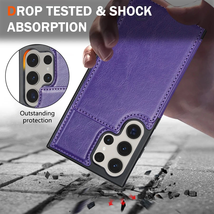 Leather Case For Samsung Galaxy with wallet S25 FE S24 FE S23 Ultra S22 Plus S21 S20