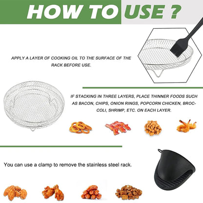 3-layers Air Fryer Rack Stackable Grilling for Air fryer