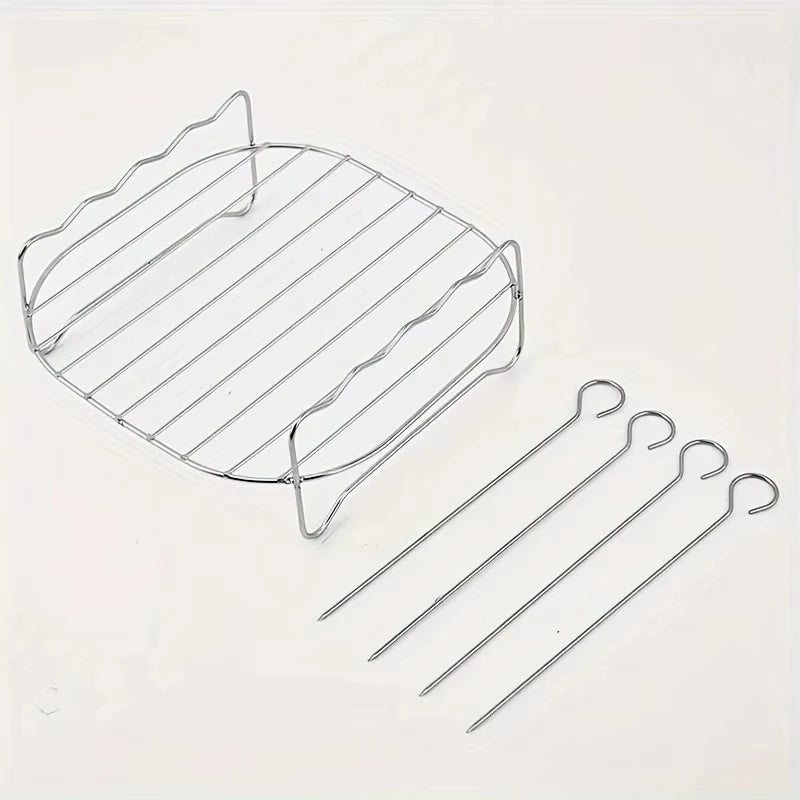 1 set Stainless Steel Air Fryer Rack With 4 Roast Meat Picks