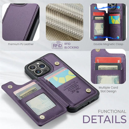 Flip Leather Phone Case with wallet for iPhone 17 Pro Max 17E 16 Plus 15 14 13 12 11 XR X XS
