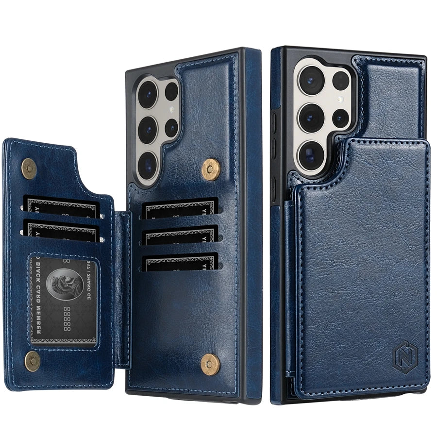 Leather Case For Samsung Galaxy with wallet S25 FE S24 FE S23 Ultra S22 Plus S21 S20