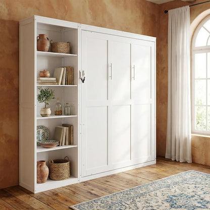 Queen Murphy Wood Bed with 2 Closets & Storage Shelf