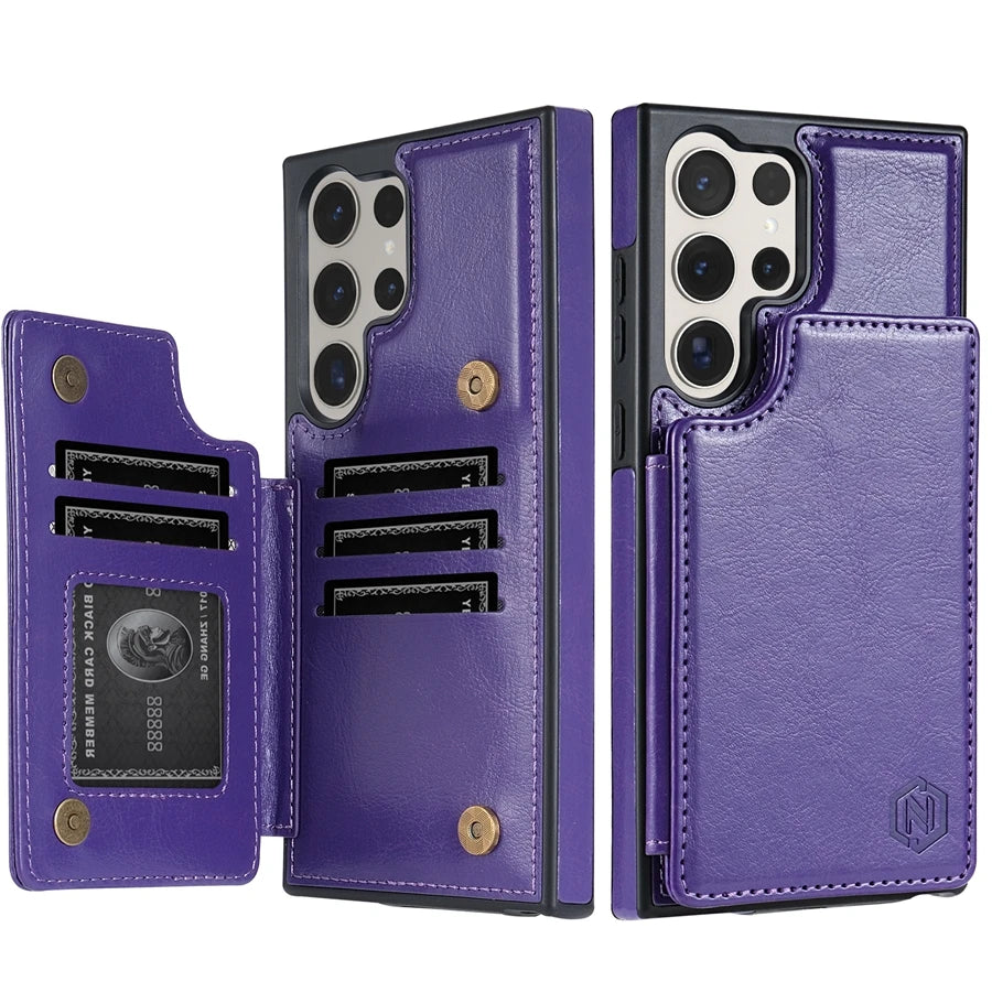 Leather Case For Samsung Galaxy with wallet S25 FE S24 FE S23 Ultra S22 Plus S21 S20