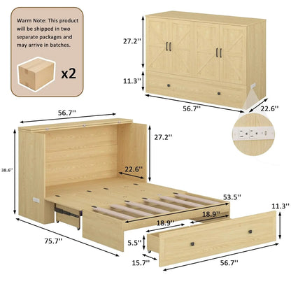 Full Murphy Bed with Charging Station