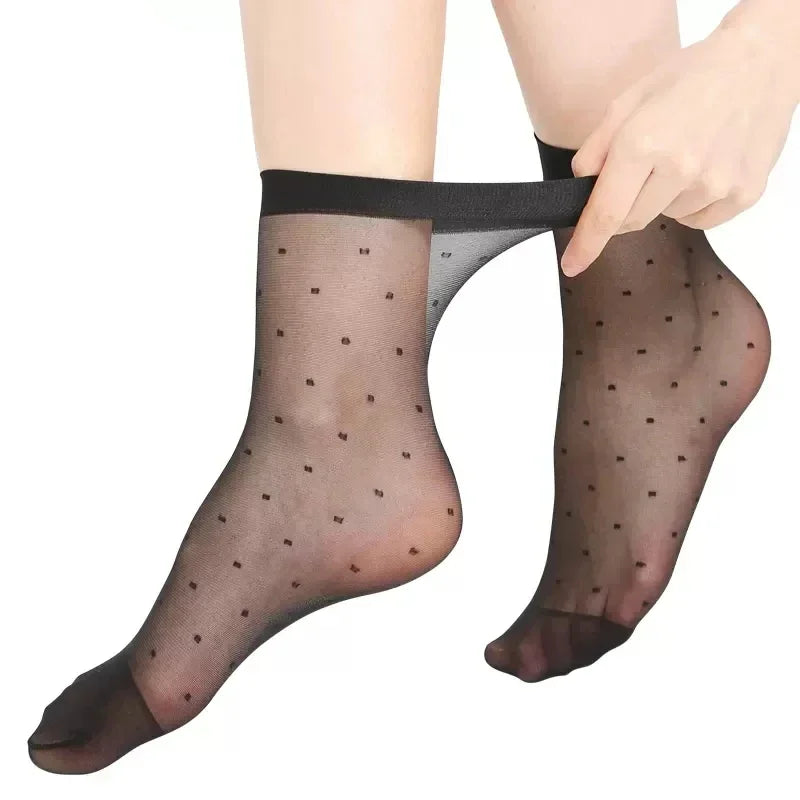 5 or 10 Pairs Dot Silk Transparent Socks.
