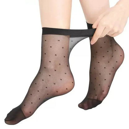 5 or 10 Pairs Dot Silk Transparent Socks.