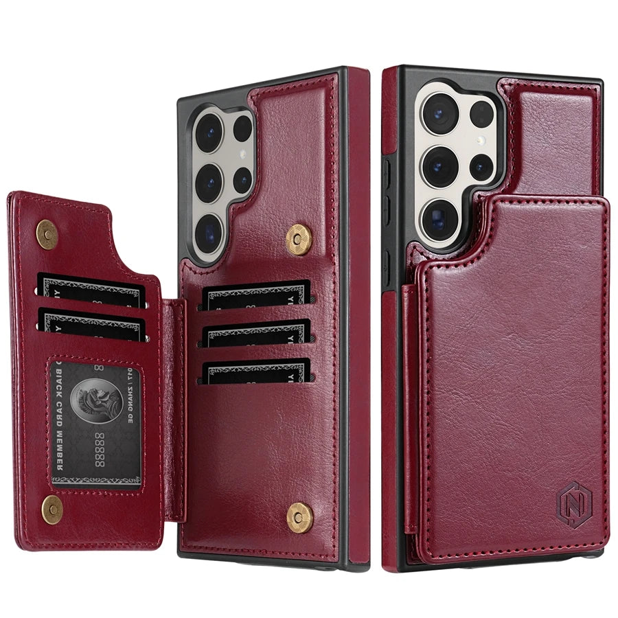 Leather Case For Samsung Galaxy with wallet S25 FE S24 FE S23 Ultra S22 Plus S21 S20