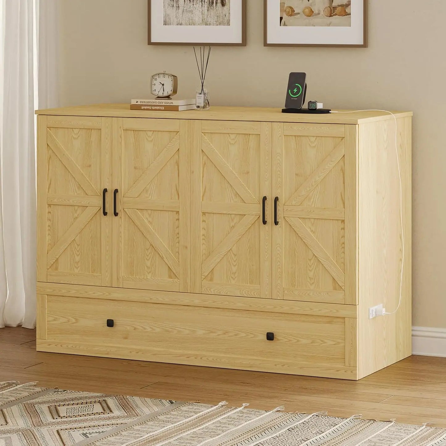 Full Murphy Bed with Charging Station