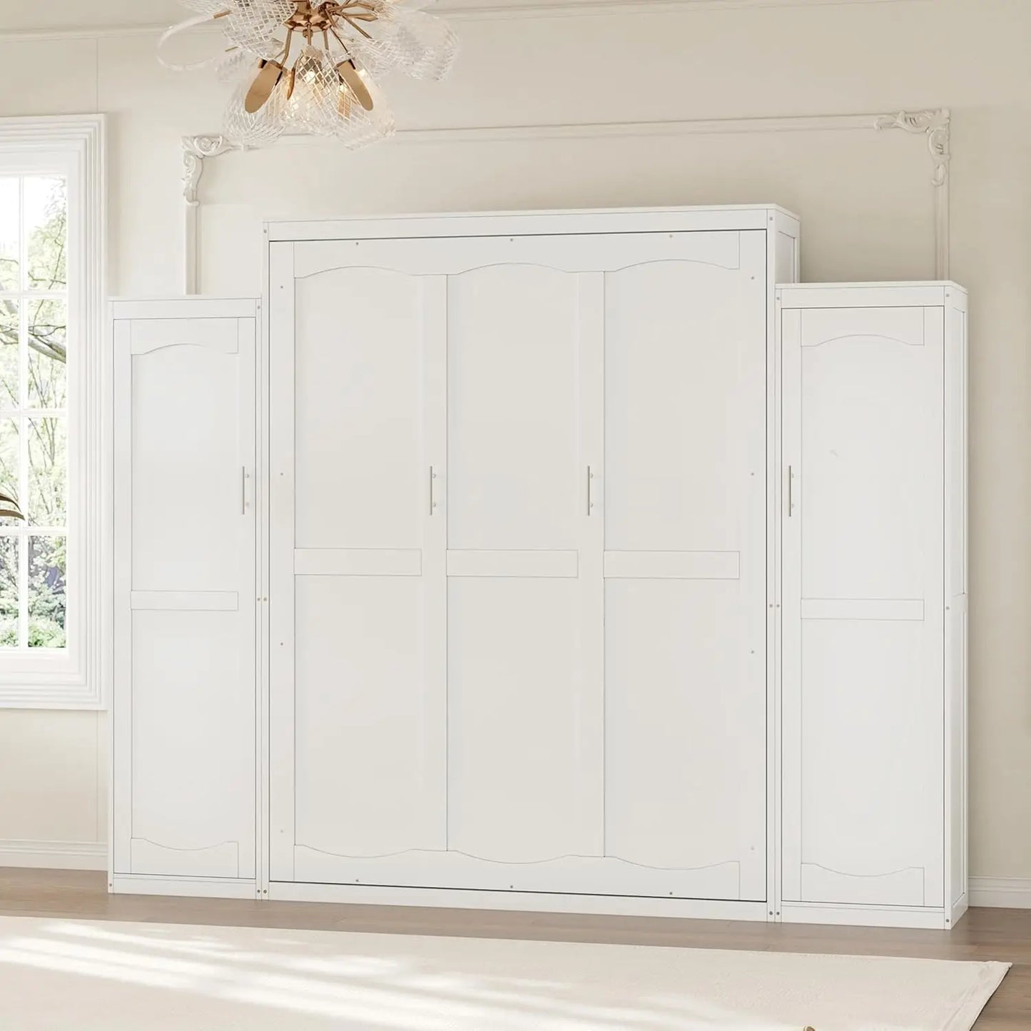 Queen Murphy Wood Bed with 2 Closets & Storage Shelf