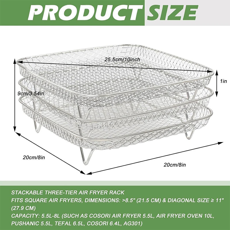 3-layers Air Fryer Rack Stackable Grilling for Air fryer