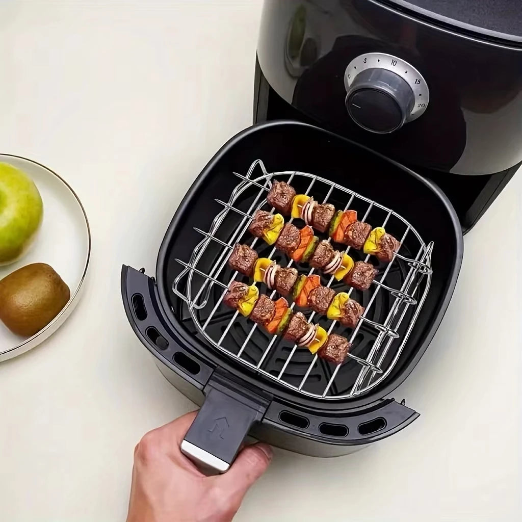 1 set Stainless Steel Air Fryer Rack With 4 Roast Meat Picks