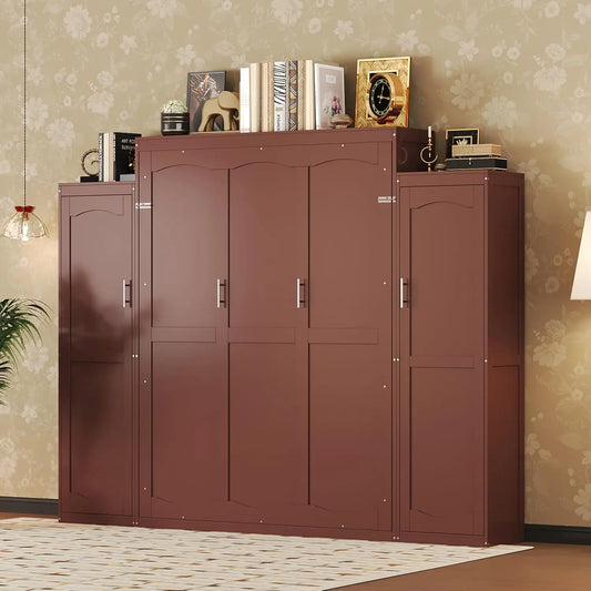 Queen Murphy Wood Bed with 2 Closets & Storage Shelf