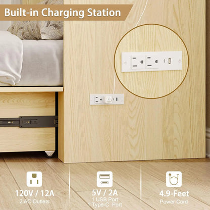 Full Murphy Bed with Charging Station