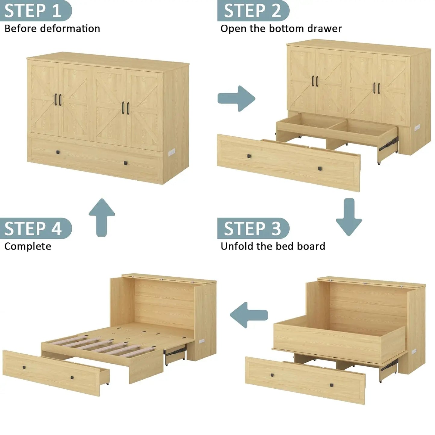 Full Murphy Bed with Charging Station