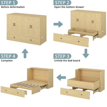 Full Murphy Bed with Charging Station