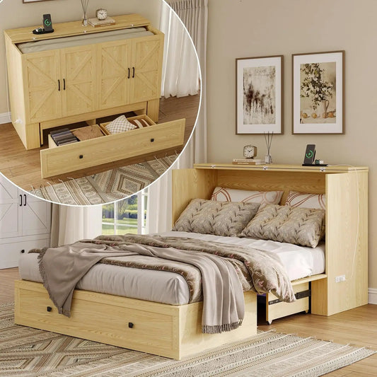 Full Murphy Bed with Charging Station