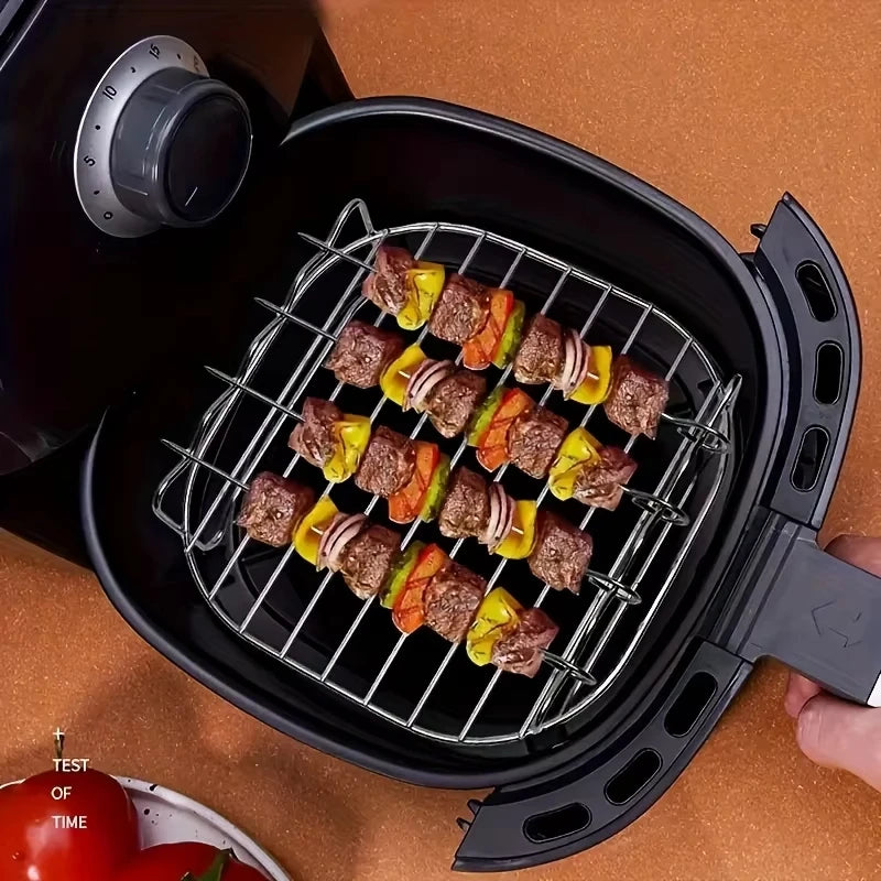 1 set Stainless Steel Air Fryer Rack With 4 Roast Meat Picks