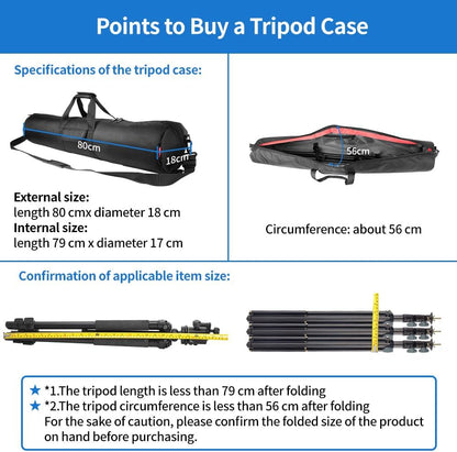 Tripod Carrying Case Bag 31.5X7X7In/80X18X18Cm Heavy Duty with Storage Bag and Shoulder Strap Padded Carrying Bag for Light Stands, Boom Stand, Tripod,Mic Stand and Tent Pole