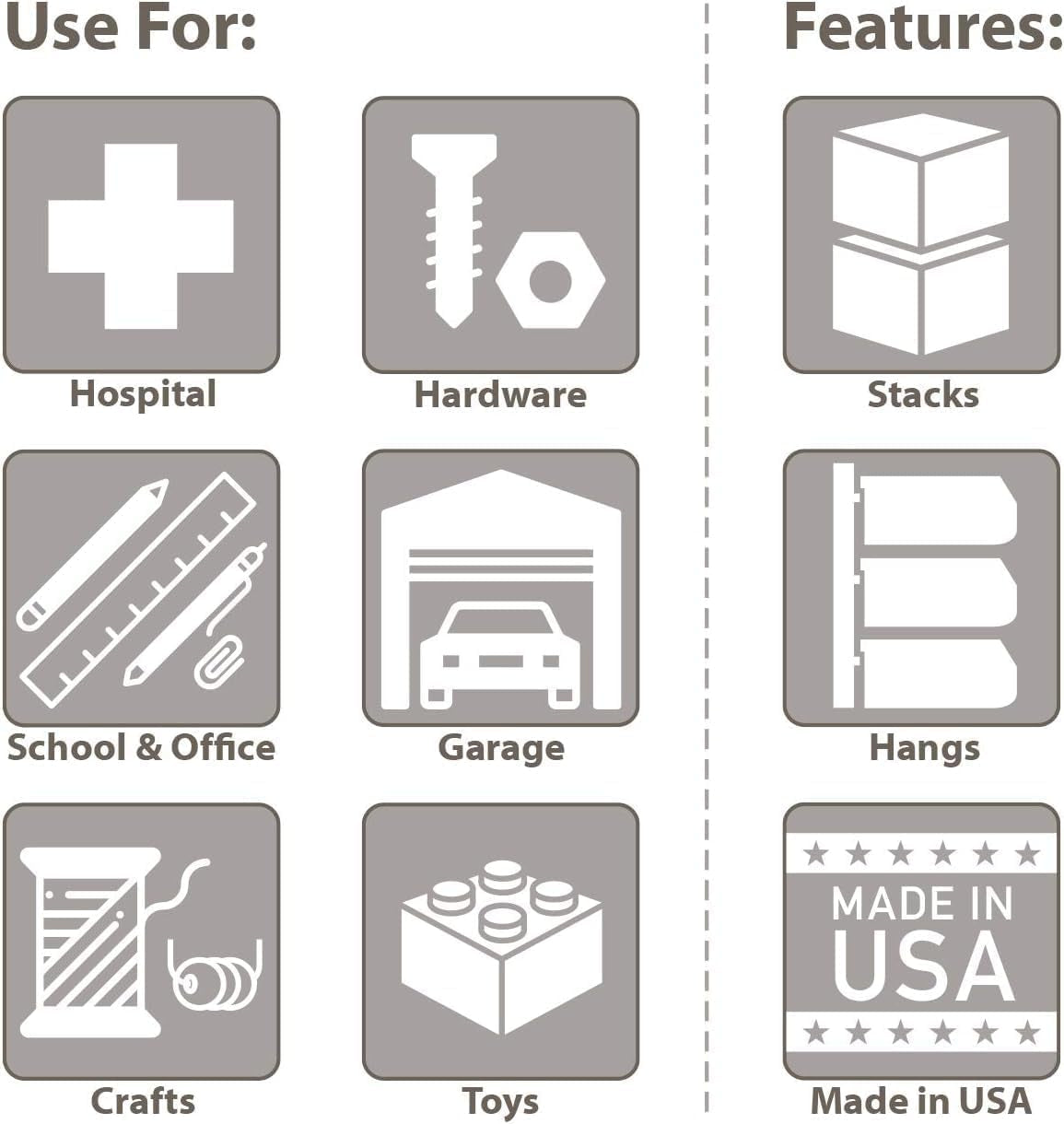 30220 Akrobins Plastic Hanging Stackable Storage Organizer Bin, 7-Inch X 4-Inch X 3-Inch, Red, 24-Pack